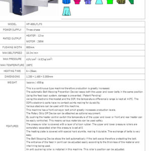 Hashima Brand Model: HP-900LFS, Fusing Machine